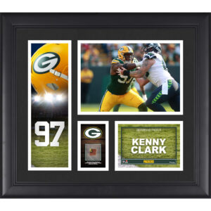 Kenny Clark Green Bay Packers Framed 15" x 17" Player Collage with a Piece of Game-Used Football