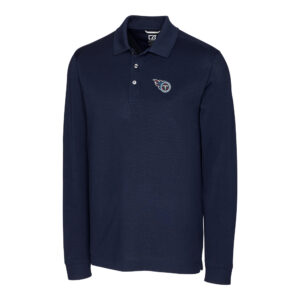 Men's Cutter & Buck Navy Tennessee Titans Big & Tall Advantage Long Sleeve Polo
