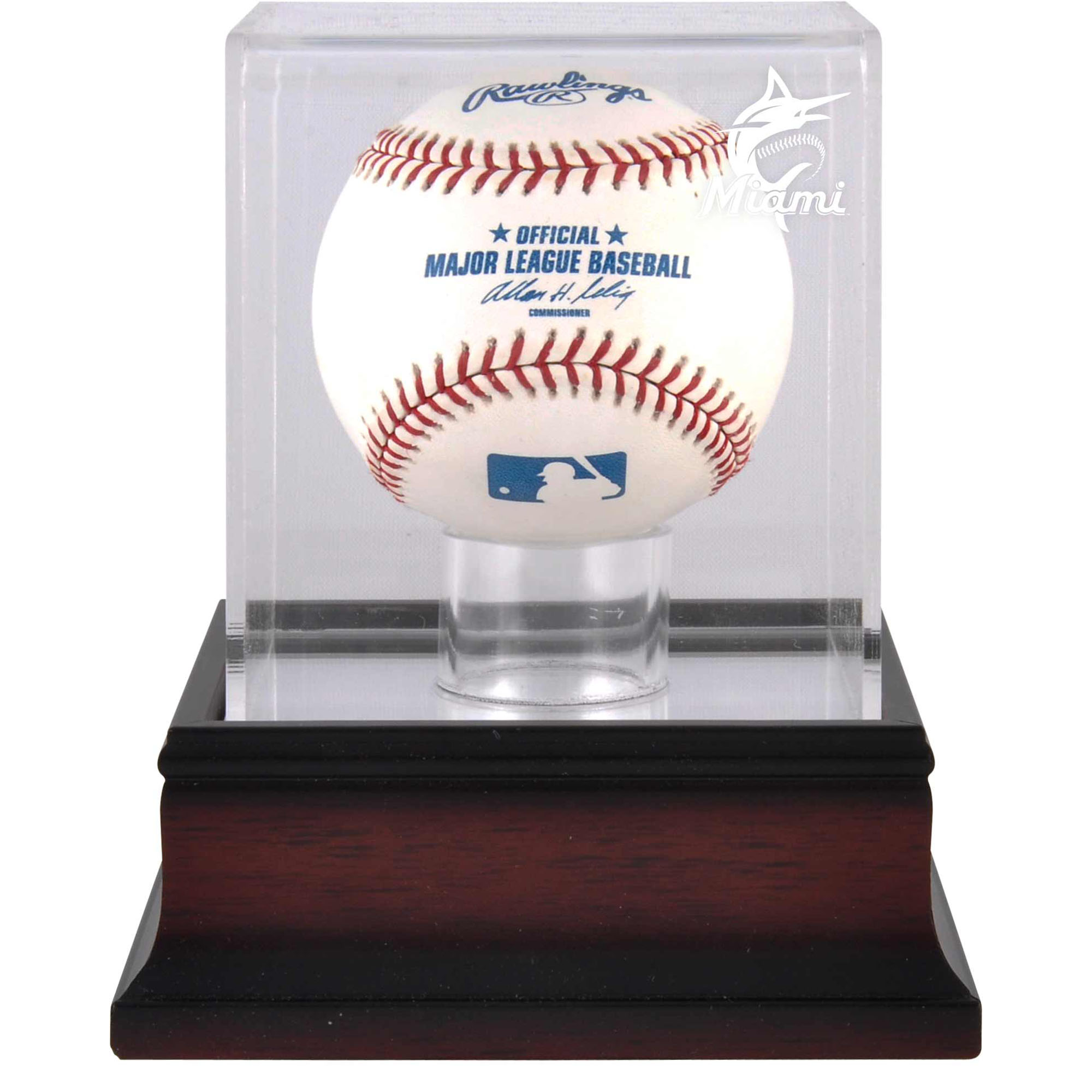 Miami Marlins Mahogany Baseball 2019 Logo Display Case