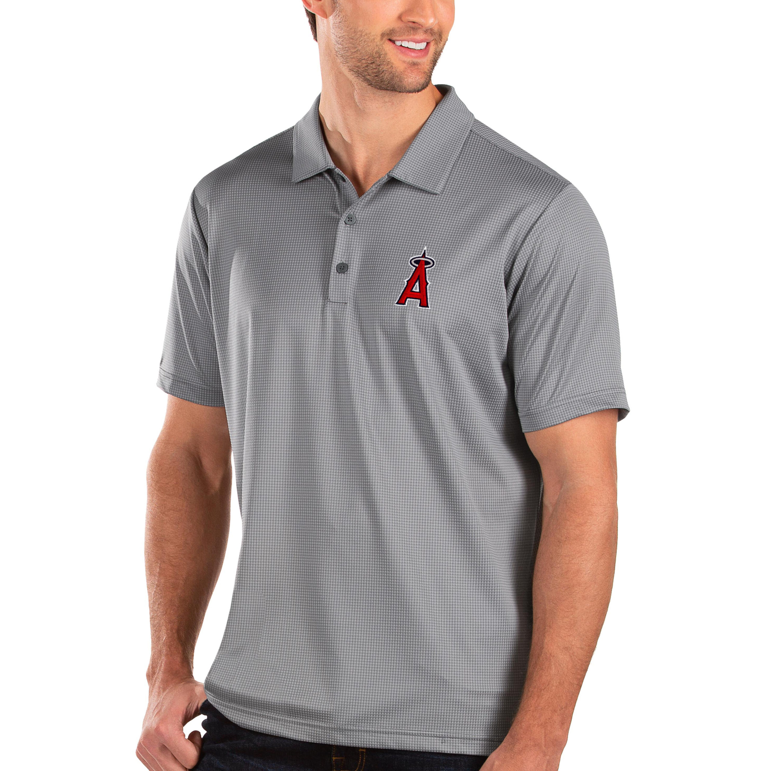 Men's Antigua Gray Los Angeles Angels Balance Polo