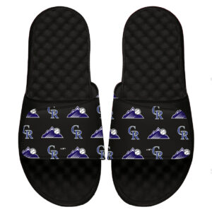 Youth ISlide Black Colorado Rockies Loudmouth Logo Slide Sandals