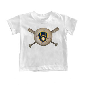 Toddler Tiny Turnip White Milwaukee Brewers Baseball Crossbats T-Shirt