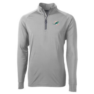 Men's Cutter & Buck Gray Miami Dolphins Adapt Eco Knit Quarter-Zip Pullover Jacket