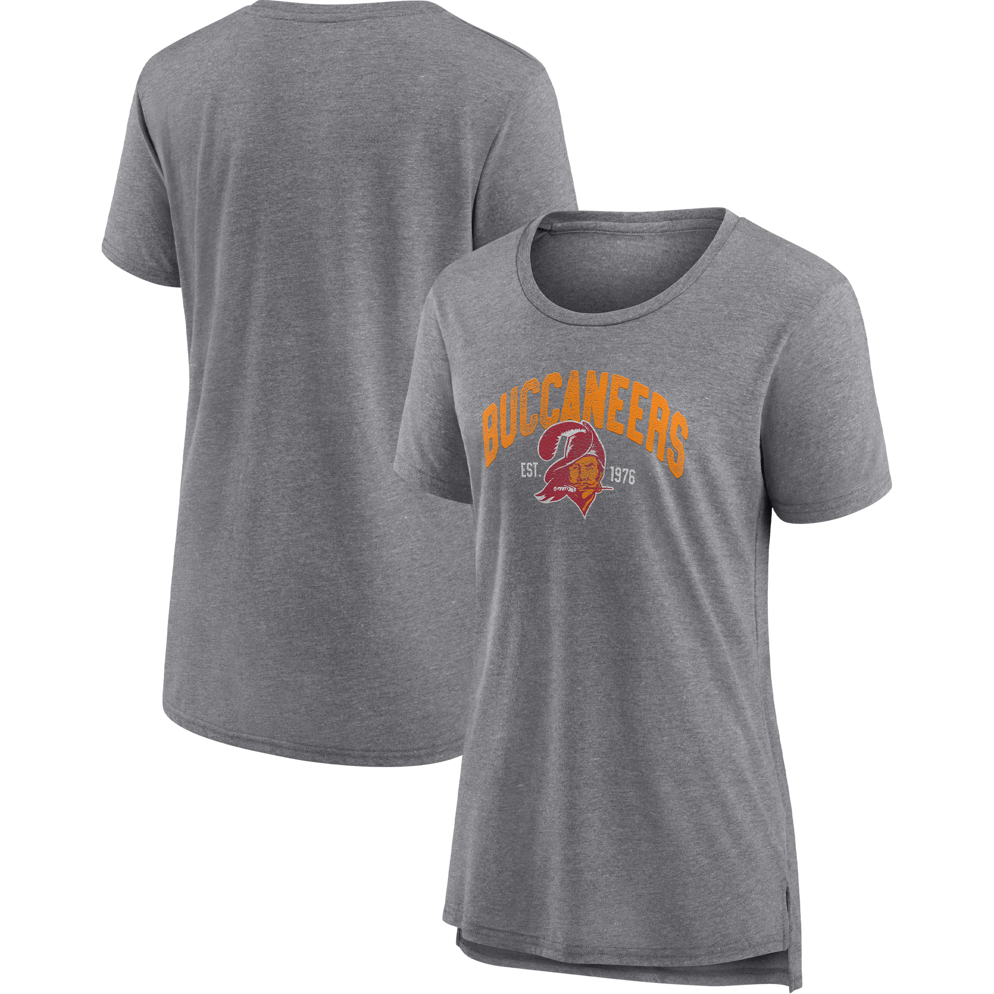 Women's Fanatics Heathered Gray Tampa Bay Buccaneers Drop Back Modern Tri-Blend T-Shirt