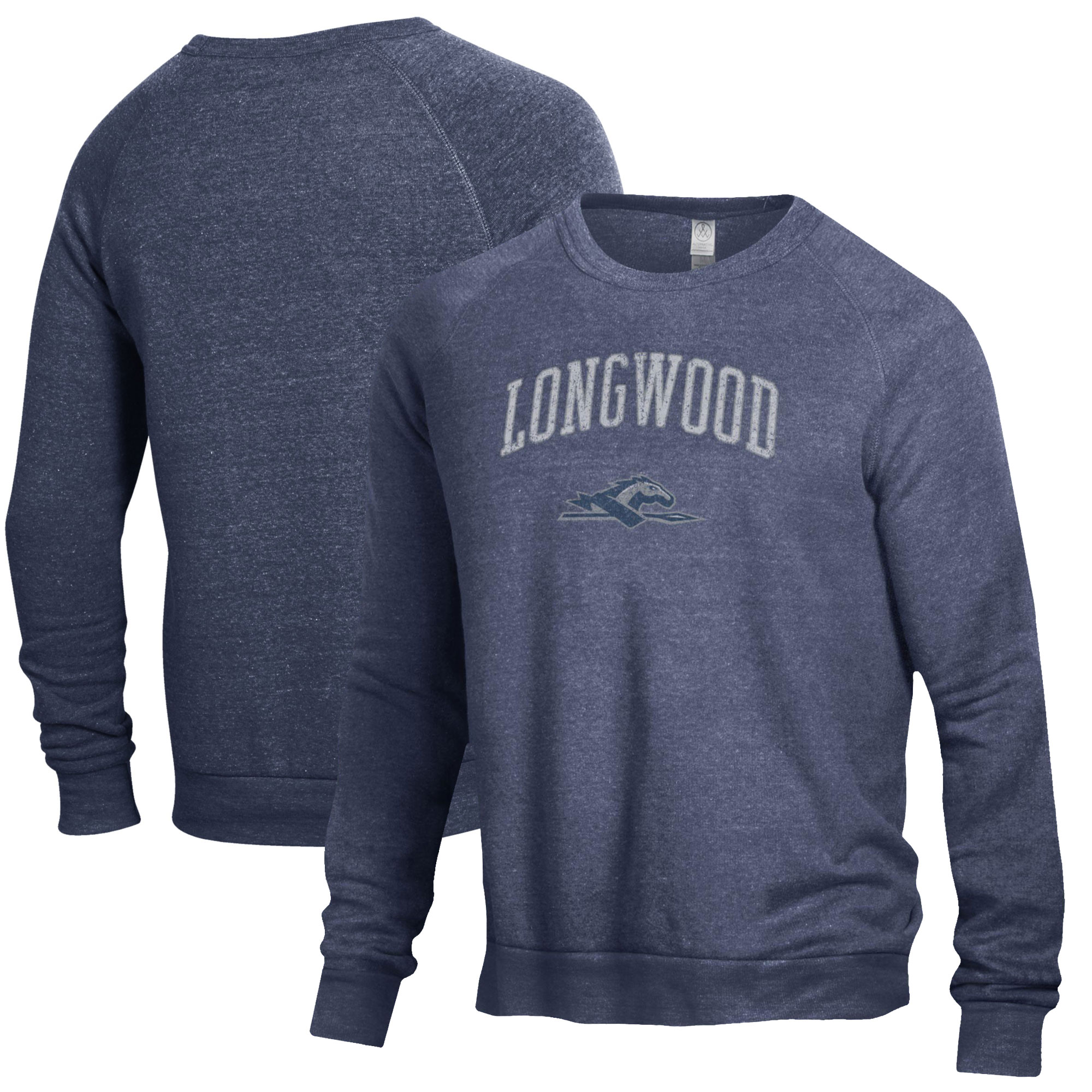 Men's Heathered Navy Longwood Lancers The Champ Tri-Blend Pullover Sweatshirt - Image 2