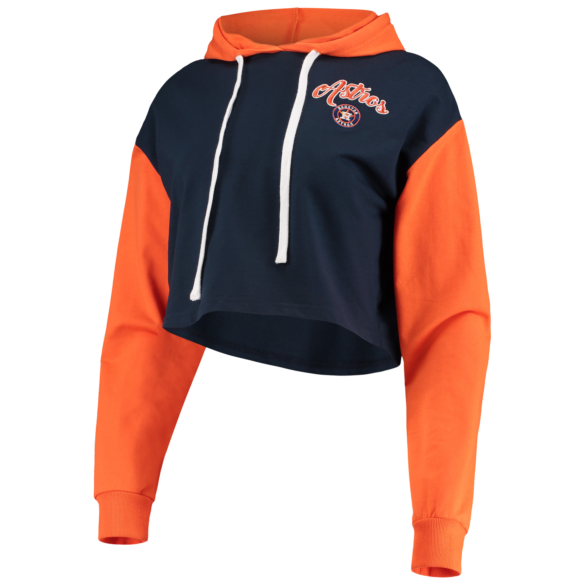 Women's FOCO Navy/Orange Houston Astros Color-Block Pullover Hoodie & Shorts Lounge Set - Image 10