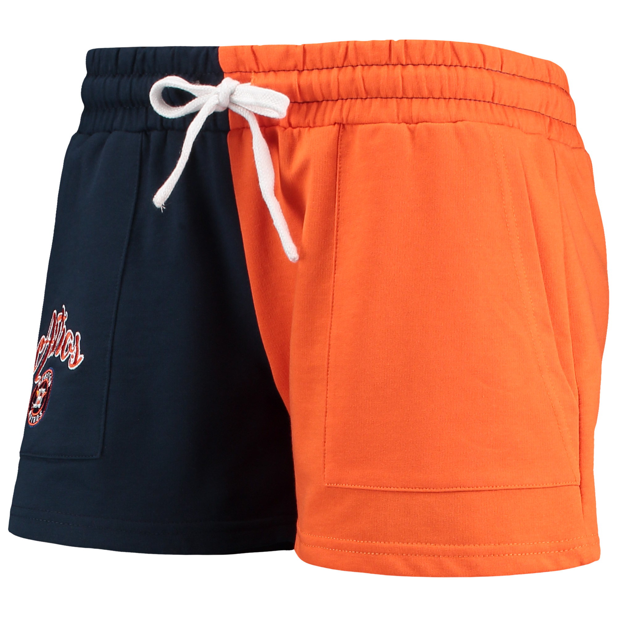 Women's FOCO Navy/Orange Houston Astros Color-Block Pullover Hoodie & Shorts Lounge Set - Image 8
