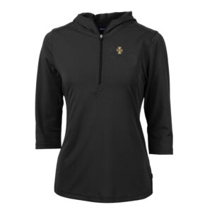 Women's Cutter & Buck Black Idaho Vandals Virtue Eco Pique Half-Zip 3/4 Sleeve Pullover Hoodie