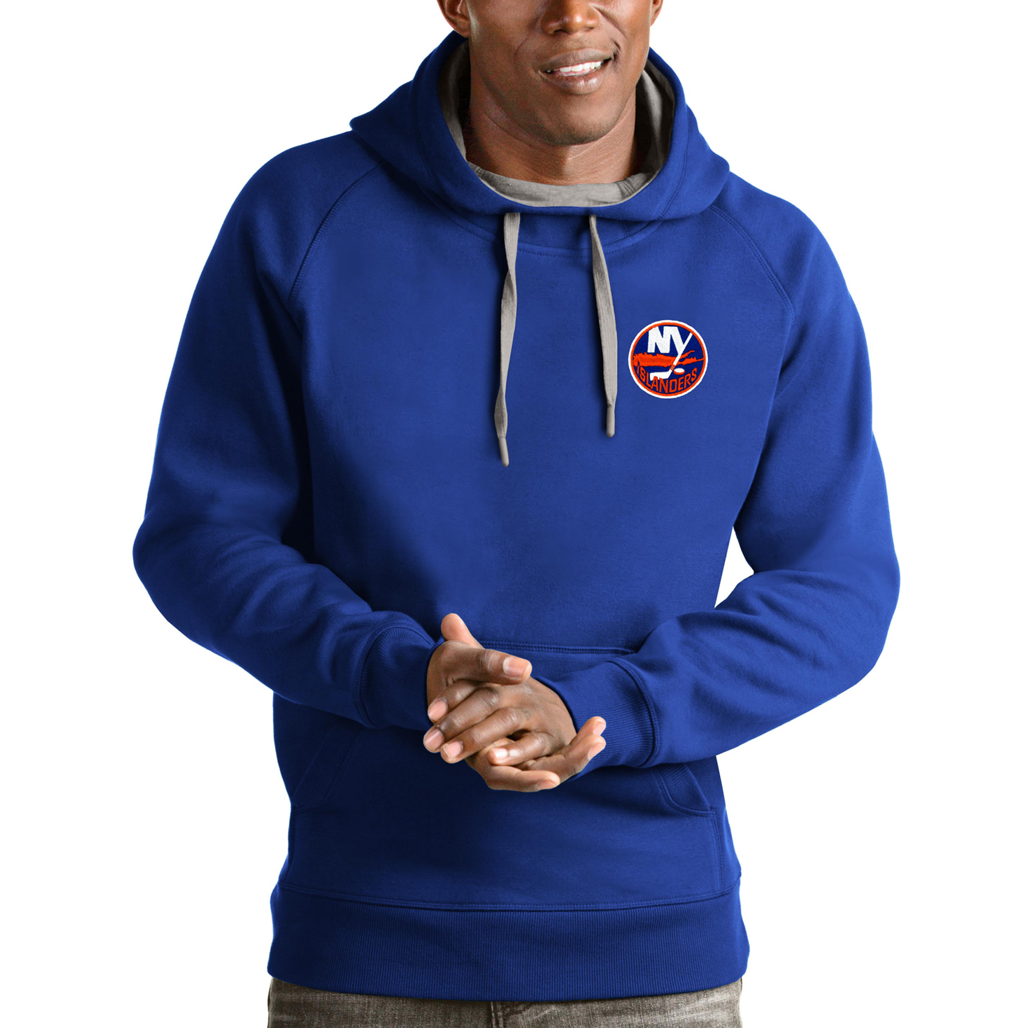 Men's Antigua Royal New York Islanders Team Victory Pullover Hoodie