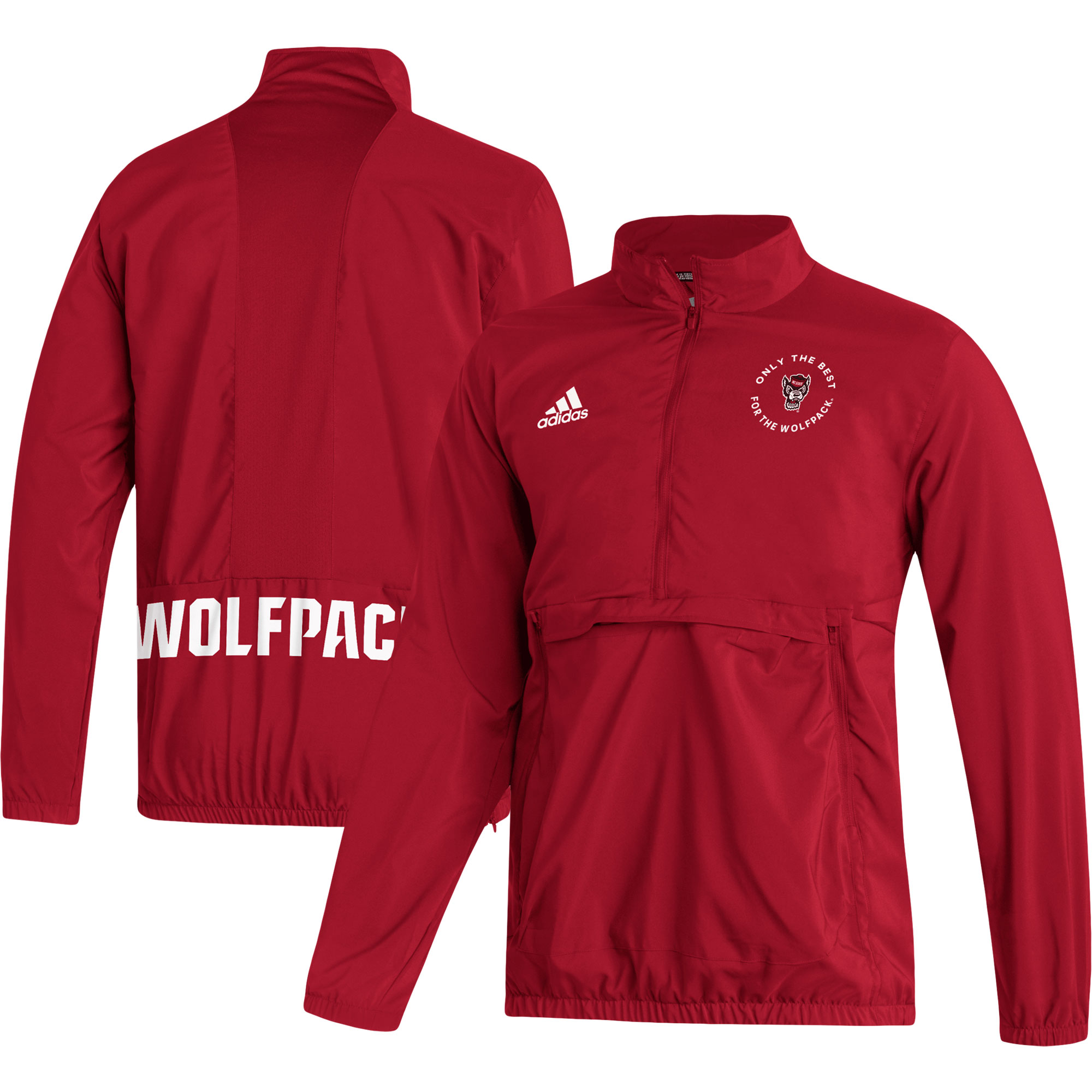 Men's adidas Red NC State Wolfpack AEROREADY Half-Zip Jacket - Image 2