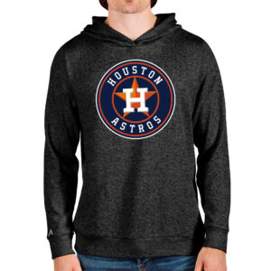 Men's Antigua Heathered Black Houston Astros Team Logo Absolute Pullover Hoodie