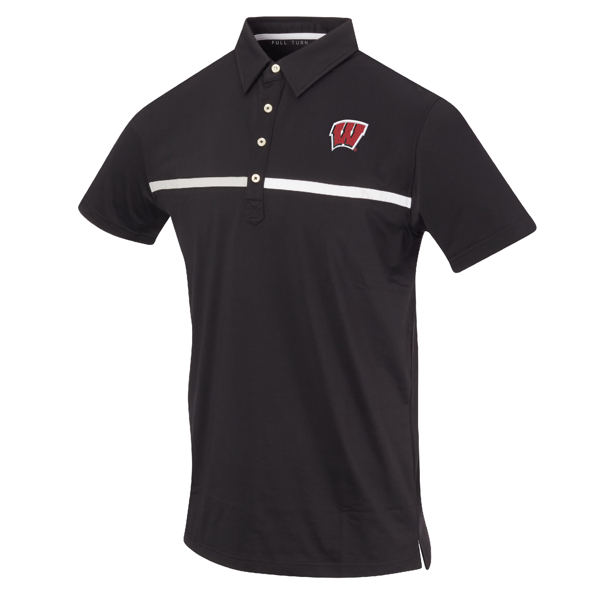 Men's Black Wisconsin Badgers Color Blocked Stretch Polo - Image 3