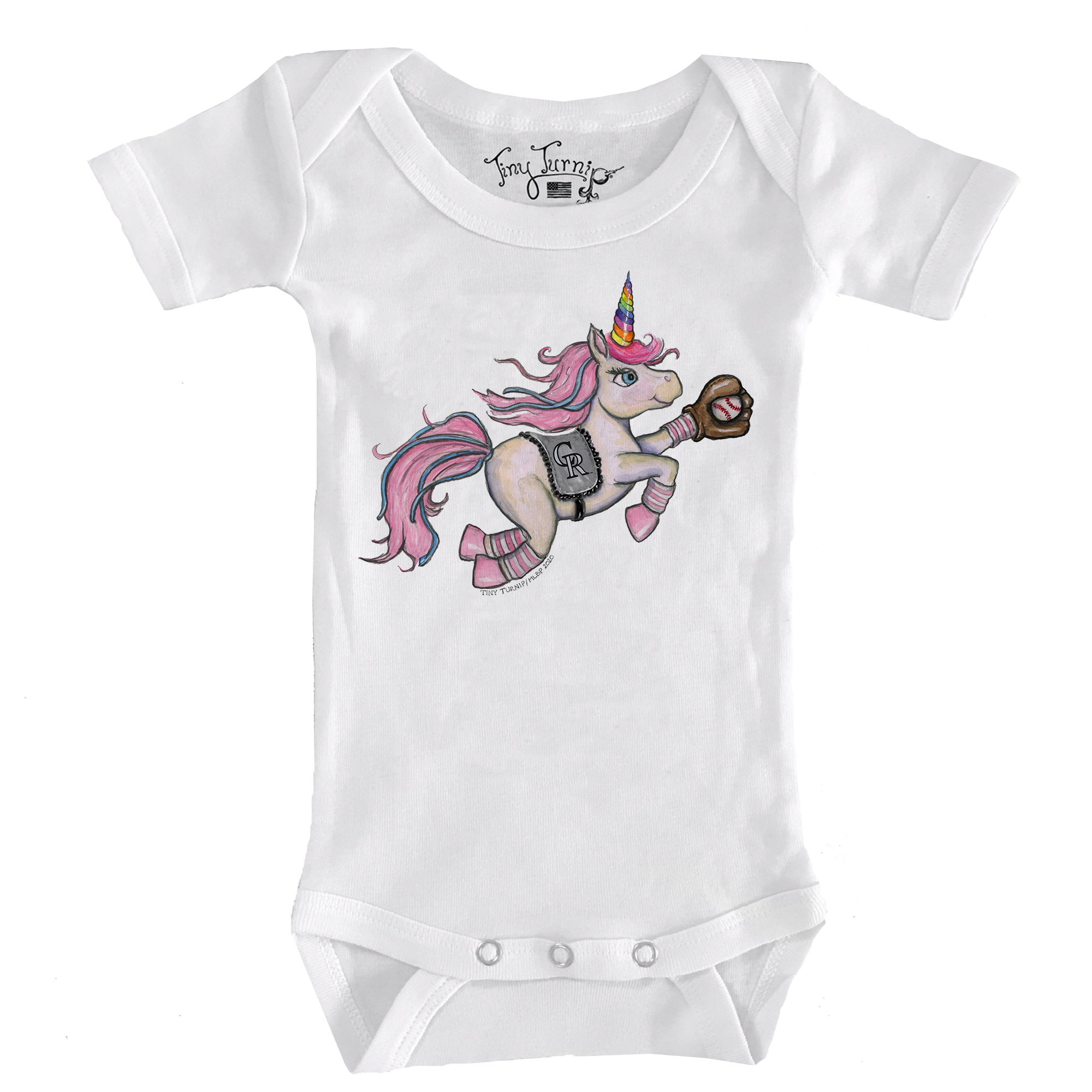 Infant Tiny Turnip White Colorado Rockies Unicorn Bodysuit