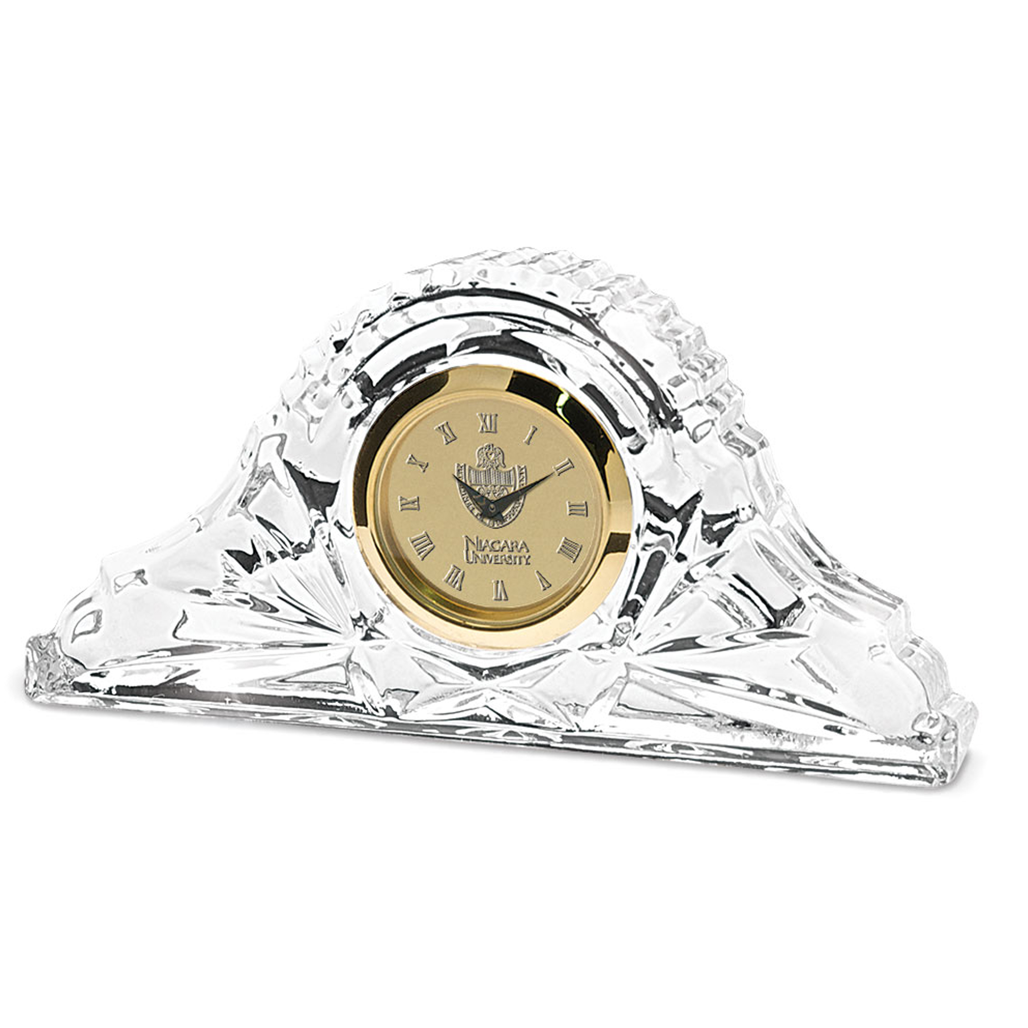 Gold Niagara University Purple Eagles Crystal Clock