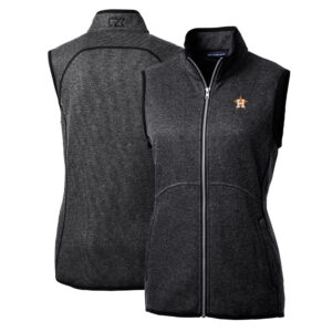 Women's Cutter & Buck Heathered Charcoal Houston Astros Mainsail Sweater-Knit Full-Zip Vest