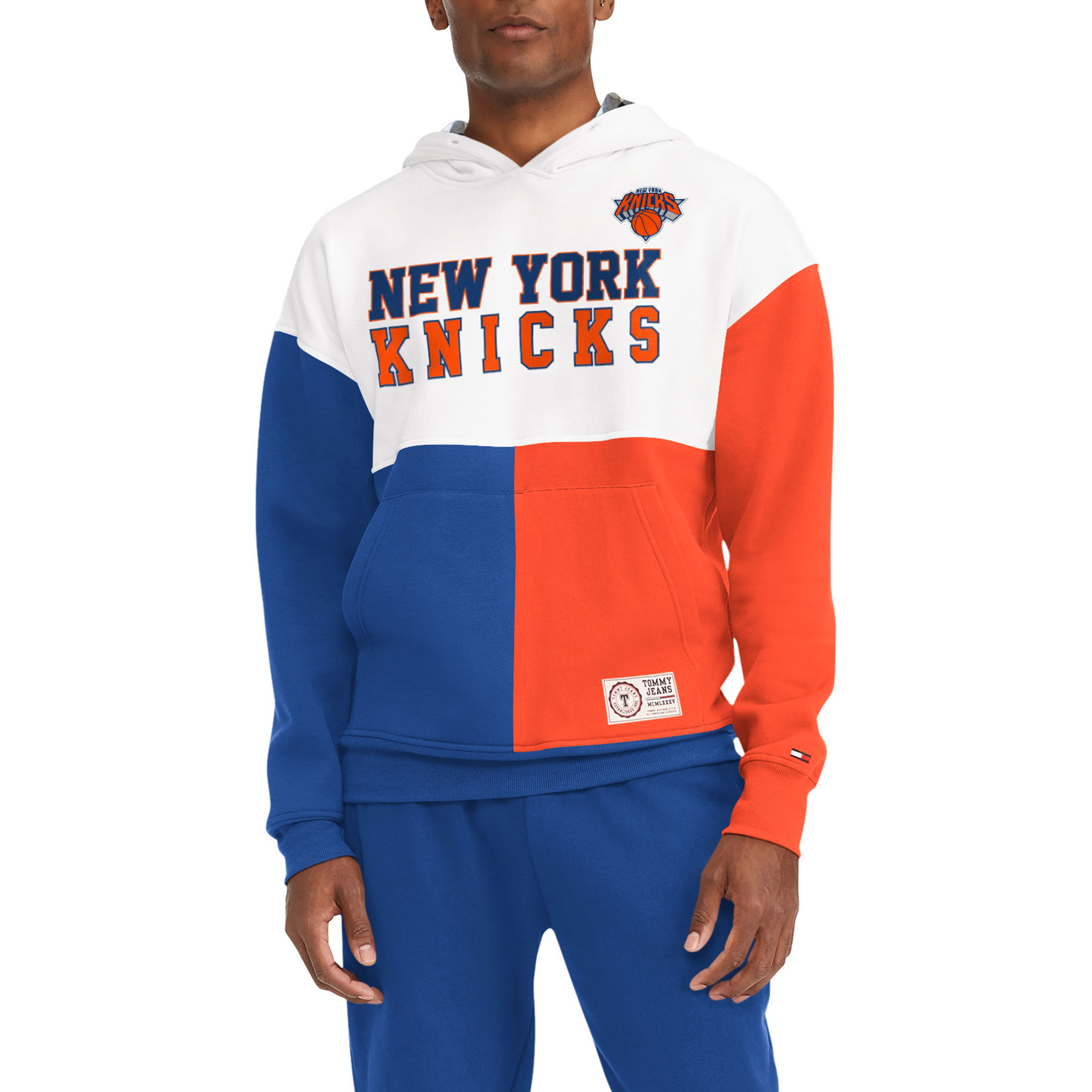 Men's Tommy Jeans White/Royal New York Knicks Andrew Split Pullover Hoodie - Image 5