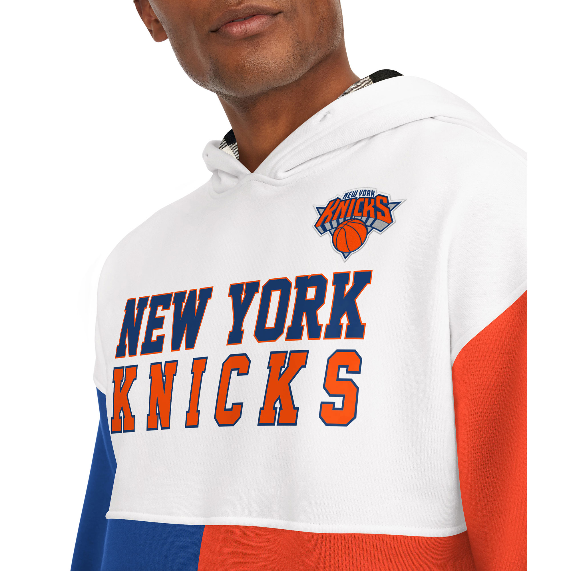 Men's Tommy Jeans White/Royal New York Knicks Andrew Split Pullover Hoodie - Image 7