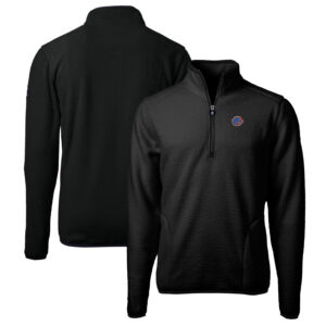 Men's Cutter & Buck Black Boise State Broncos Big & Tall Cascade Eco Sherpa Fleece Quarter-Zip Jacket