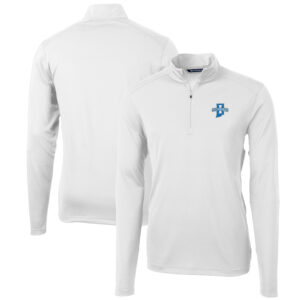 Men's Cutter & Buck White Indiana State Sycamores Big & Tall Virtue Eco Pique Recycled Quarter-Zip Pullover Top