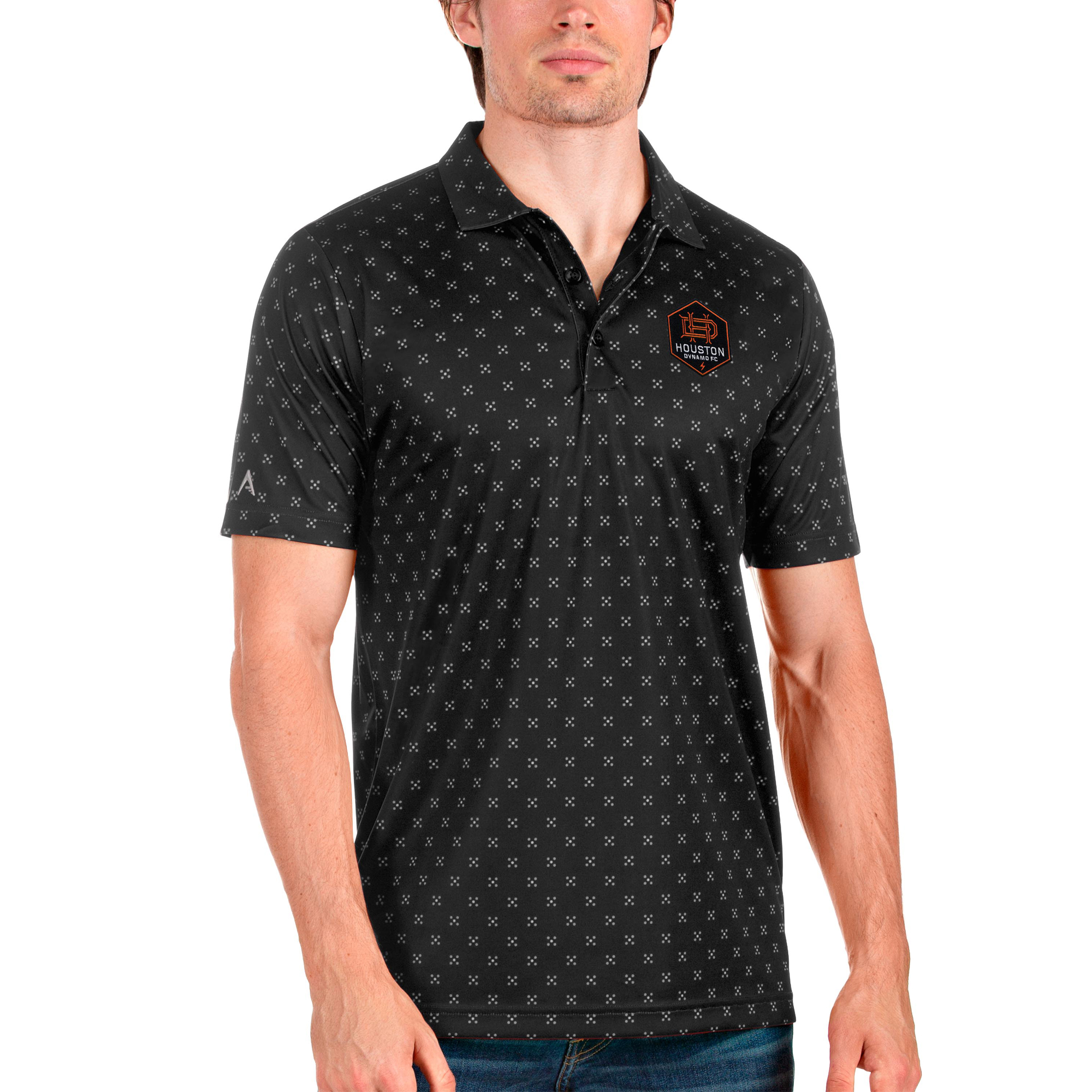 Men's Antigua Black Houston Dynamo FC Spark Polo
