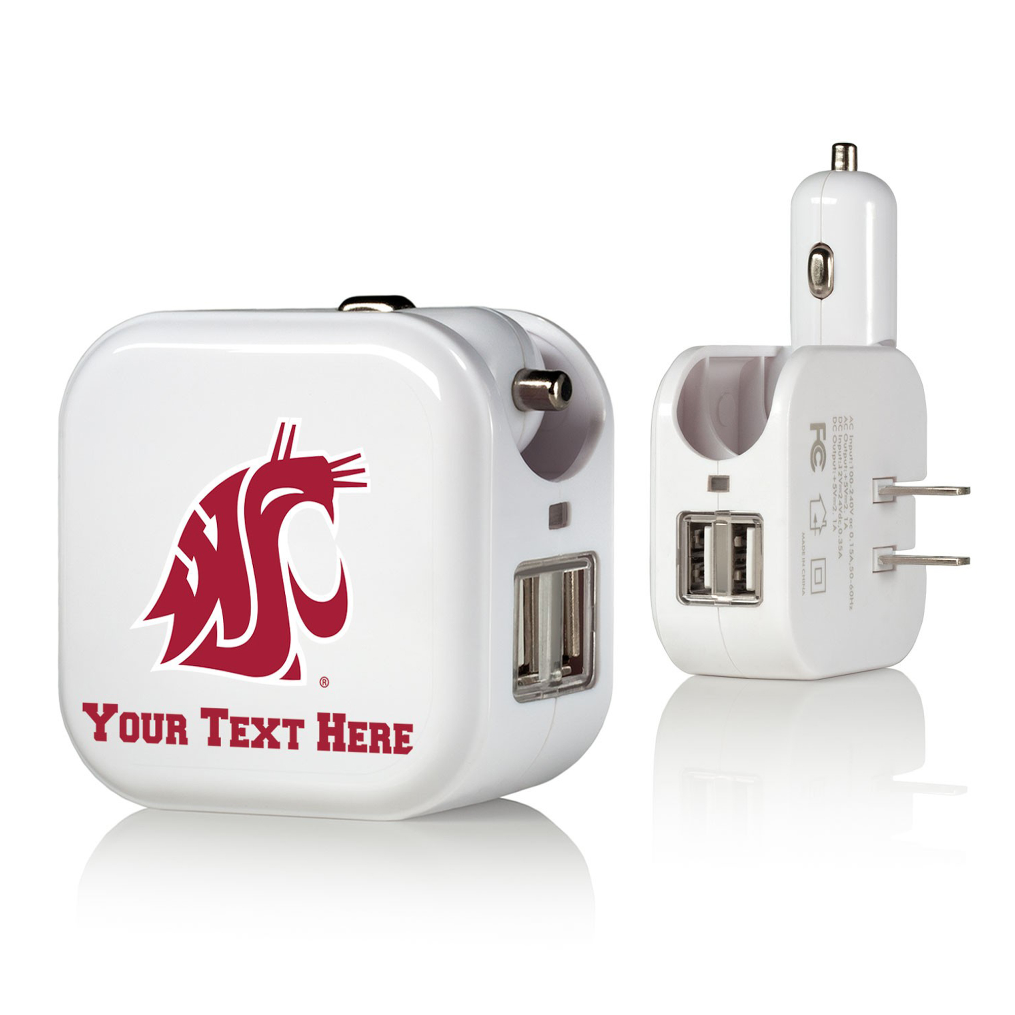 Washington State Cougars Personalized 2-In-1 USB Charger