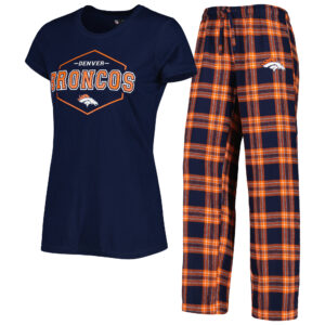 Women's Concepts Sport Navy/Orange Denver Broncos Badge T-Shirt & Pants Sleep Set