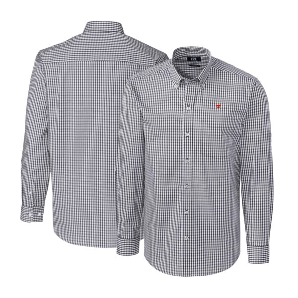 Men's Cutter & Buck Charcoal Fanatics Corporate Stretch Gingham Long Sleeve Button-Down Shirt - Image 5