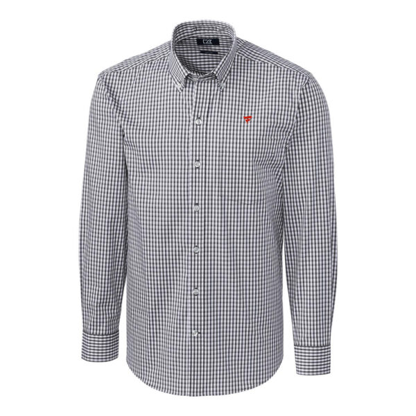 Men's Cutter & Buck Charcoal Fanatics Corporate Stretch Gingham Long Sleeve Button-Down Shirt - Image 6