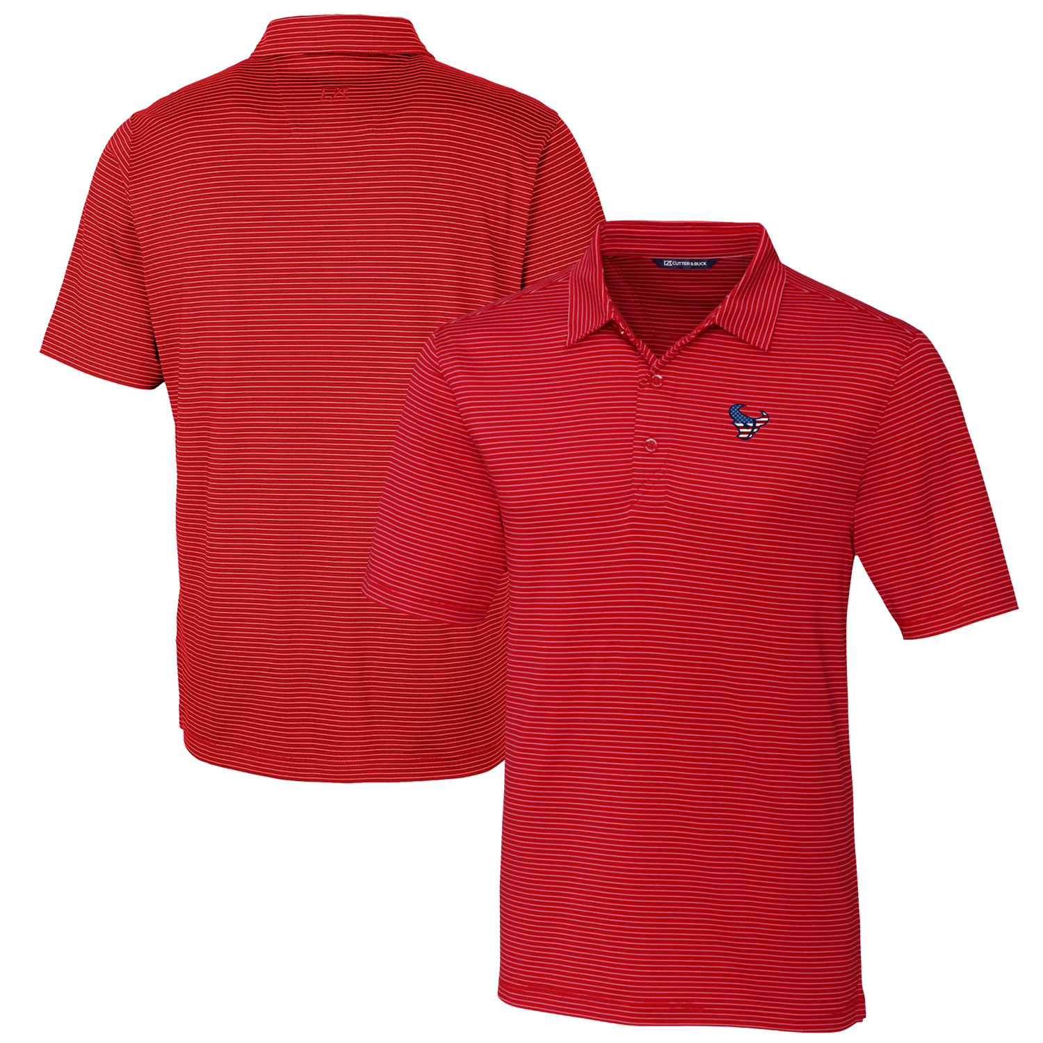 Men's Cutter & Buck Red Houston Texans Forge Pencil Stripe Polo - Image 5