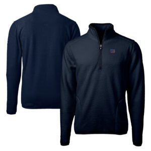 Men's Cutter & Buck Navy New York Giants Big & Tall Team Cascade Eco Sherpa Fleece Quarter-Zip Pullover Jacket
