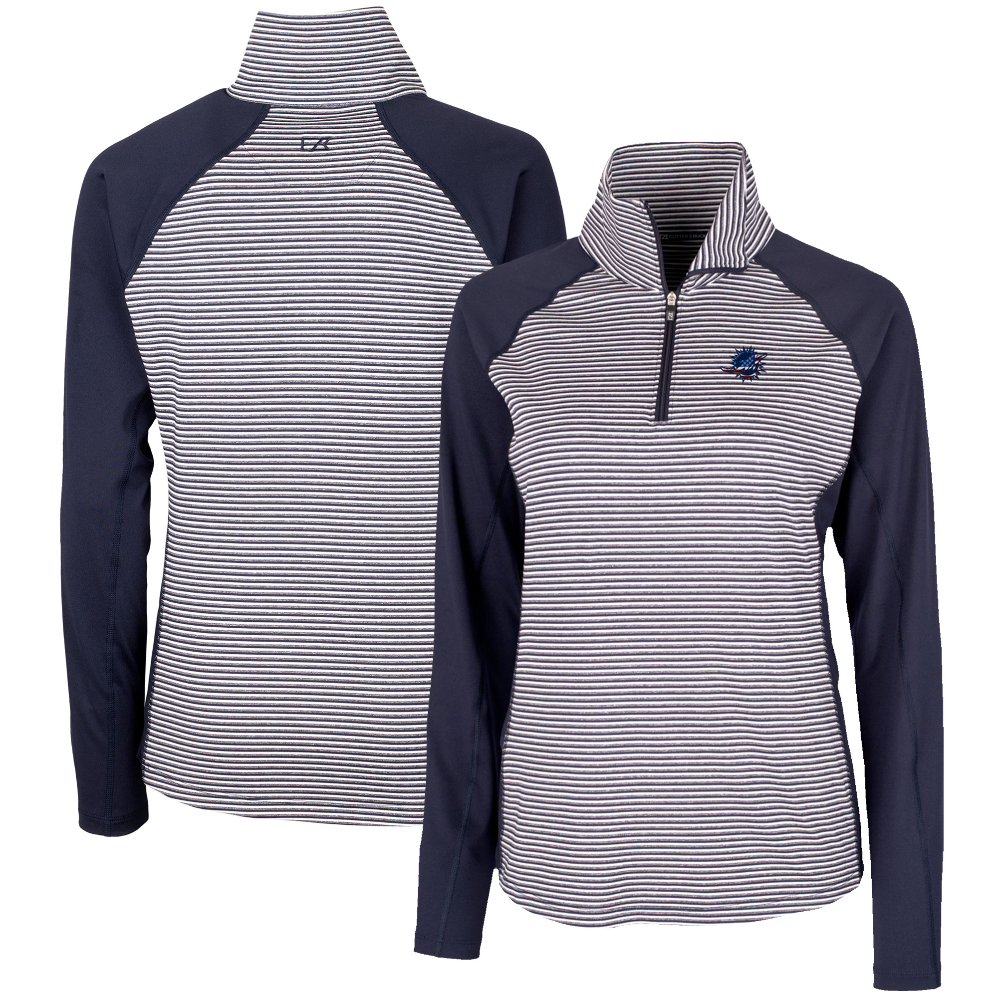 Women's Cutter & Buck Navy Miami Dolphins Forge Tonal Half-Zip Top