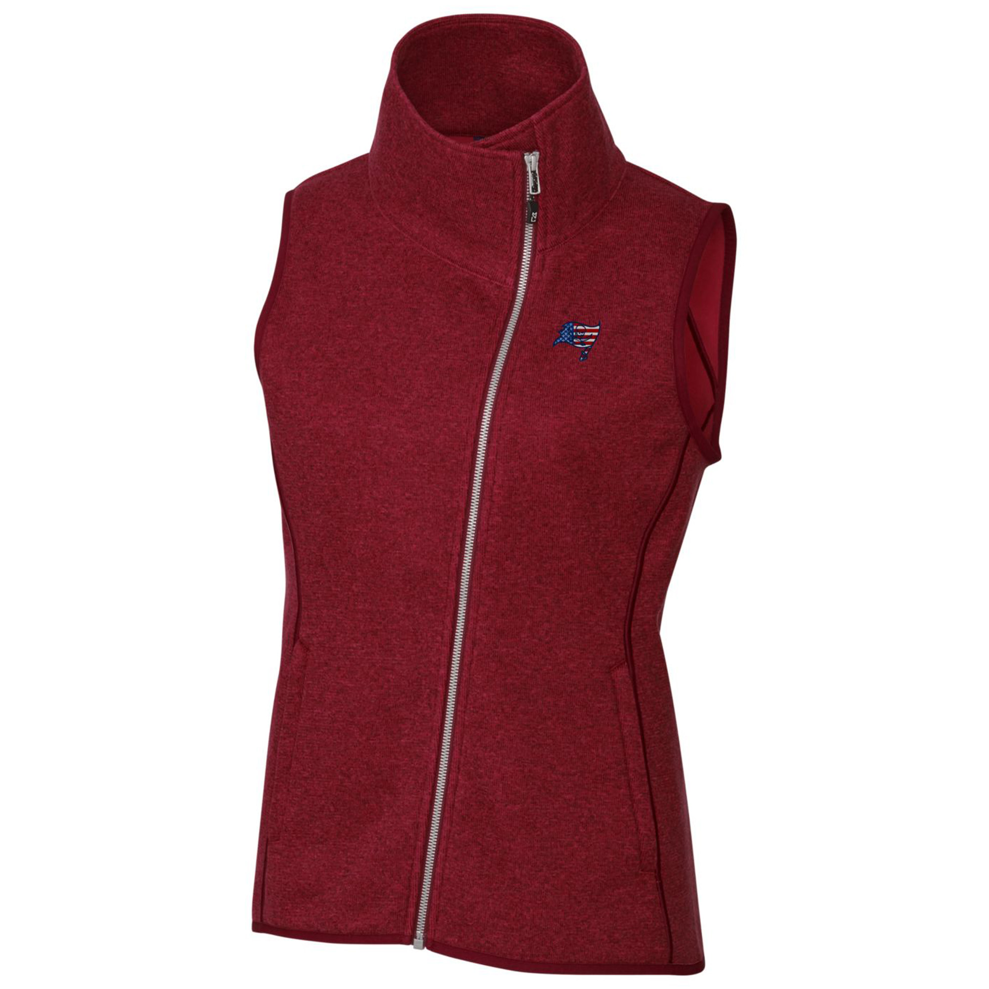 Women's Cutter & Buck Heathered Red Tampa Bay Buccaneers Mainsail Full-Zip Vest - Image 6