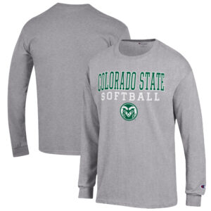 Men's Champion Gray Colorado State Rams Softball Stack Long Sleeve T-Shirt