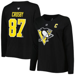 Women's Profile Sidney Crosby Black Pittsburgh Penguins Plus Size Name & Number Long Sleeve T-Shirt