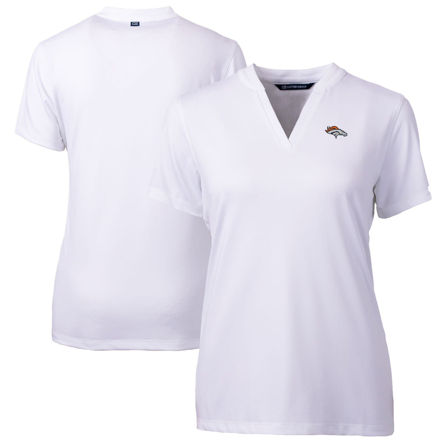 Women's Cutter & Buck White Denver Broncos Forge Stretch Blade Polo - Image 2