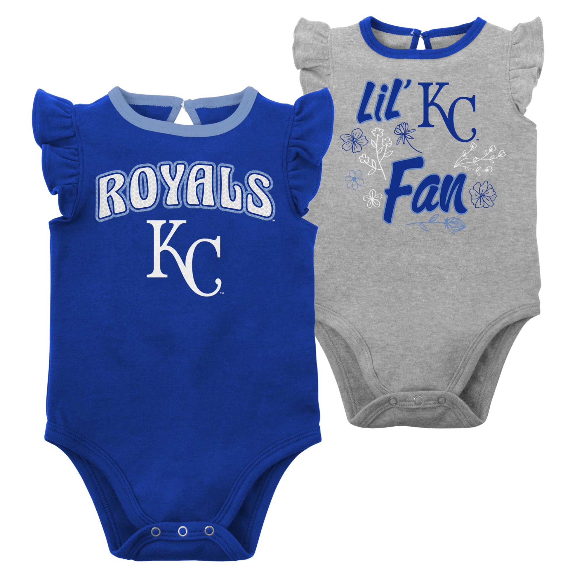Girls Newborn & Infant Royal/Heather Gray Kansas City Royals Little Fan Two-Pack Bodysuit Set - Image 12