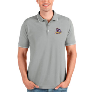 Men's Antigua Gray James Madison Dukes Affluent Polo