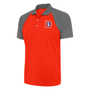Men's Antigua Orange/Steel Denver Broncos Team Logo Throwback Nova Polo