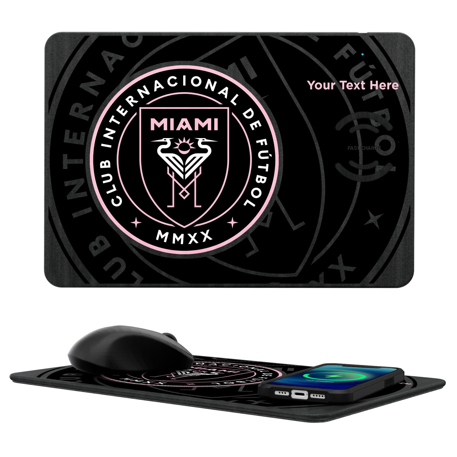 Inter Miami CF Personalized Tilt Design Wireless Charger & Mouse Pad