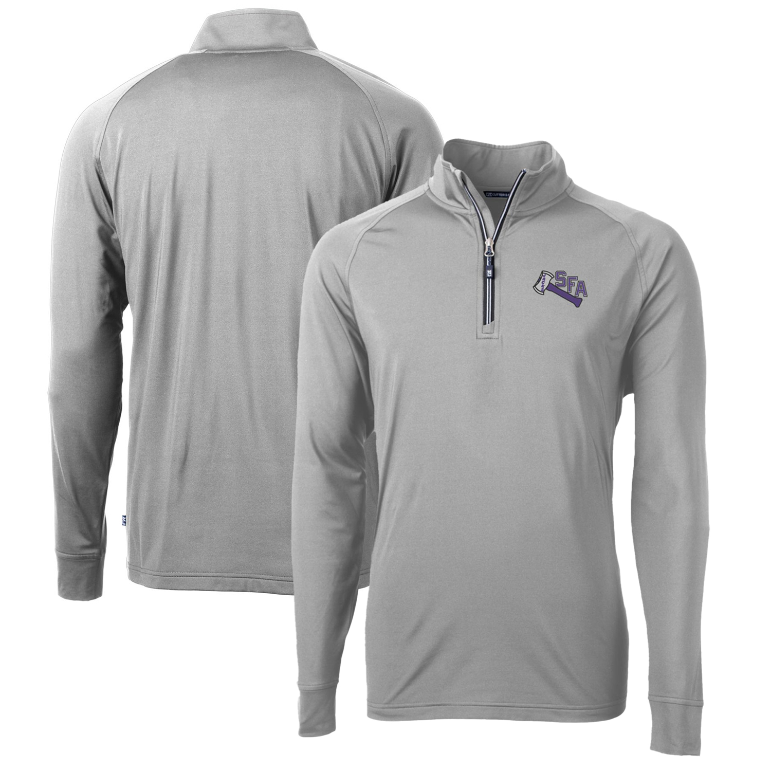 Men's Cutter & Buck Gray Stephen F Austin Lumberjacks Adapt Eco Knit Stretch Recycled Big & Tall Quarter-Zip Pullover Top - Image 2