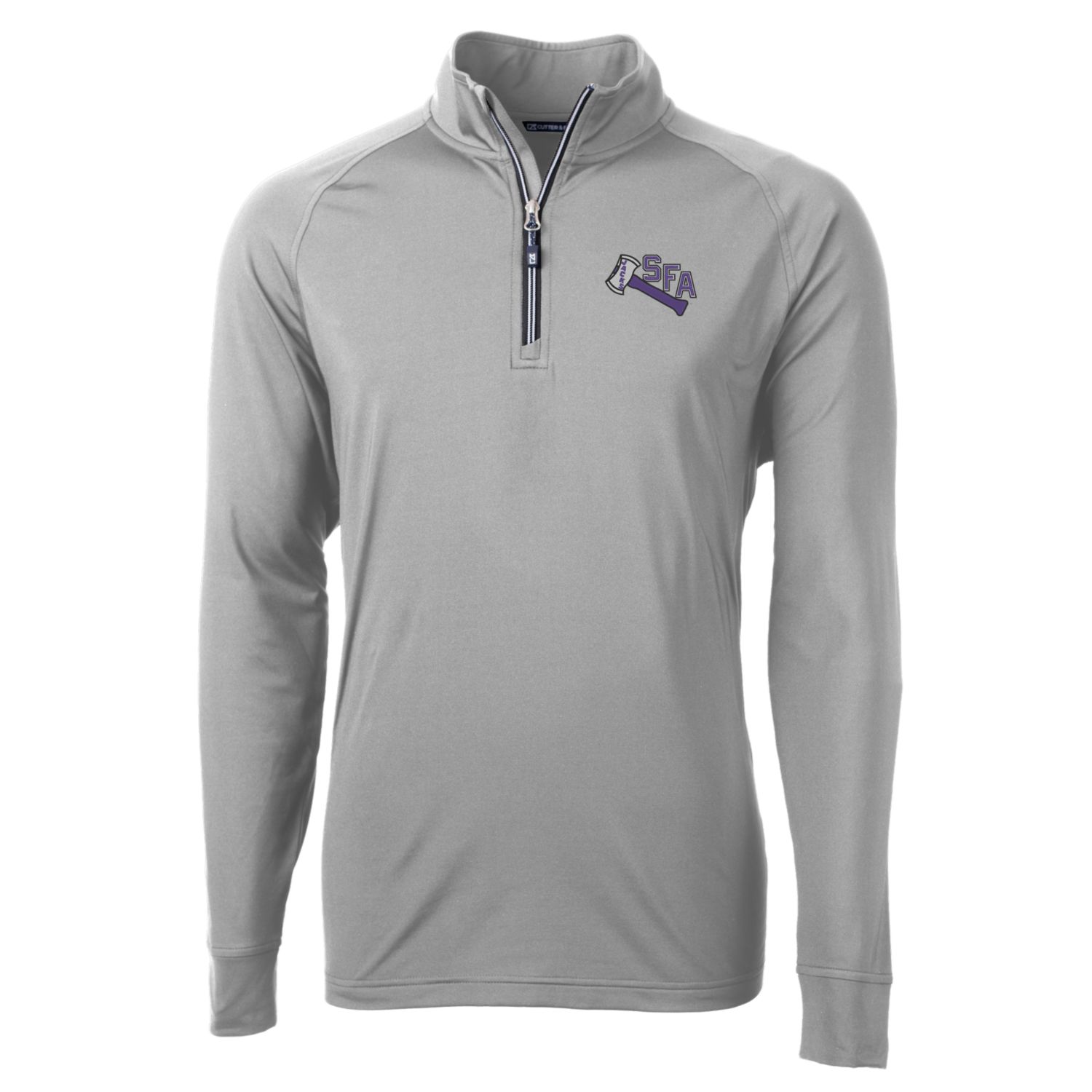 Men's Cutter & Buck Gray Stephen F Austin Lumberjacks Adapt Eco Knit Stretch Recycled Big & Tall Quarter-Zip Pullover Top - Image 3
