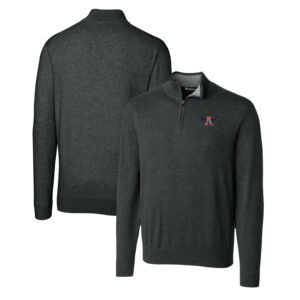 Men's Cutter & Buck Heather Charcoal Auburn Tigers Lakemont Tri-Blend Big & Tall Quarter-Zip Pullover Sweater