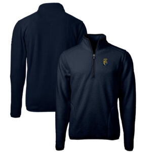 Men's Cutter & Buck Navy FIU Panthers Vault Cascade Eco Sherpa Fleece Quarter-Zip Pullover Jacket