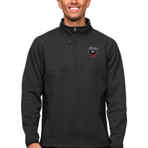 Men's Antigua Heather Black D.C. United Primary Team Logo Course Quarter-Zip Pullover Top