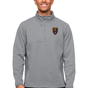 Men's Antigua Gray Real Salt Lake Primary Team Logo Course Quarter-Zip Pullover Top