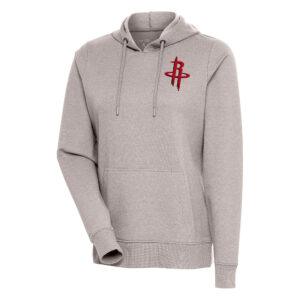 Women's Antigua Oatmeal Houston Rockets Action Pullover Hoodie