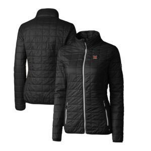 Women's Cutter & Buck Black Miami University RedHawks Rainier Eco Insulated Puffer Full-Zip Jacket