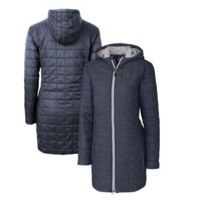 Women's Cutter & Buck Heather Navy ETSU Buccaneers Rainier Primaloft Eco Hooded Long Coat