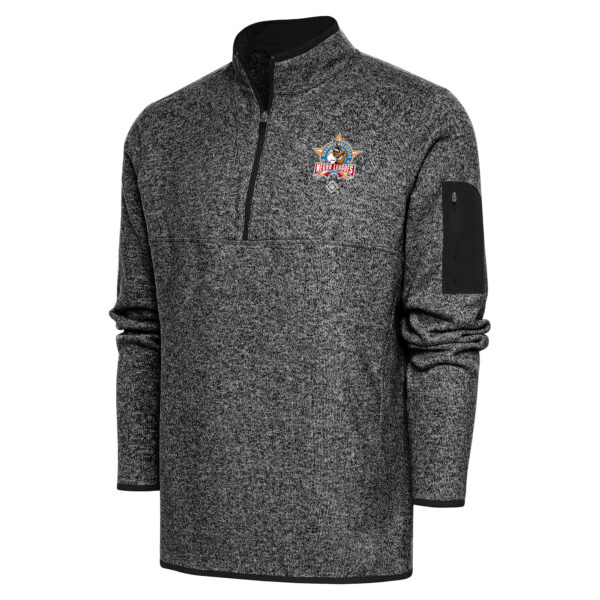 Men's Antigua Heather Black Negro League Fortune Quarter-Zip Pullover Jacket
