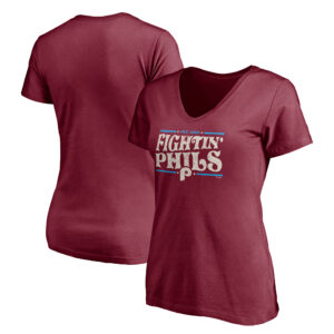 Women's Burgundy Philadelphia Phillies Fightin' Phils V-Neck T-Shirt